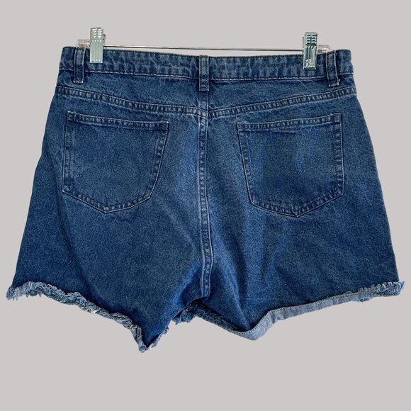 Dressberry Distressed Women's Cotton Denim Shorts 32 W/ Frayed Hem & Pockets - Picture 3 of 12